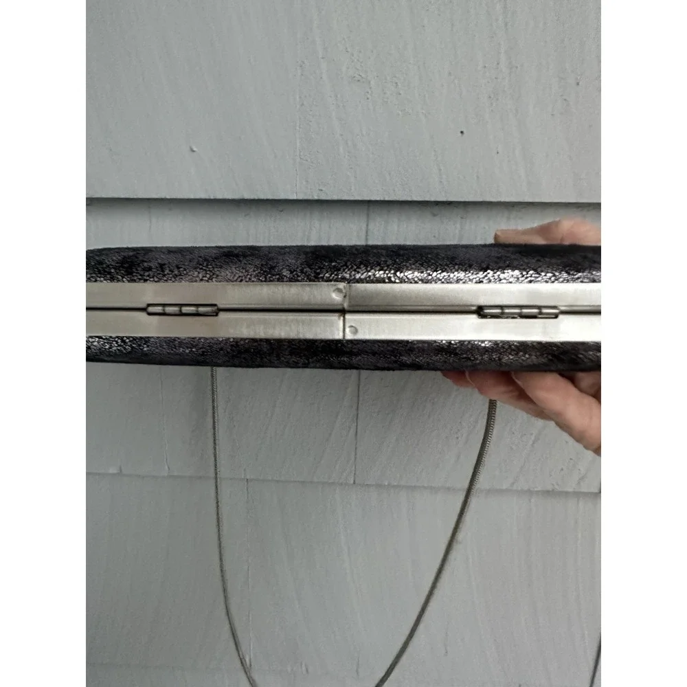 Sondra Roberts Metallic‎ Evening Clutch Bag Silver Chain Strap